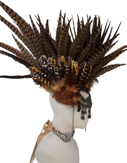 Burning Man Headpiece | Large Feathered Festival Costume Headpiece