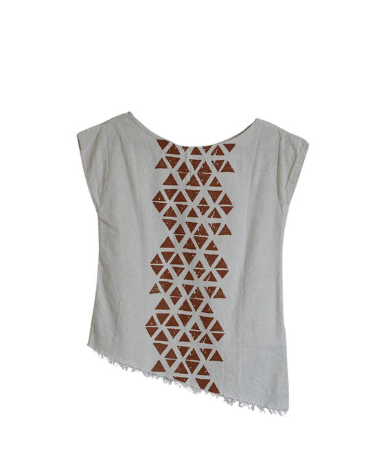 Chintamani Alchemistry | DISCONTINUED | Asymmetrical Beige Linen Geometric Top