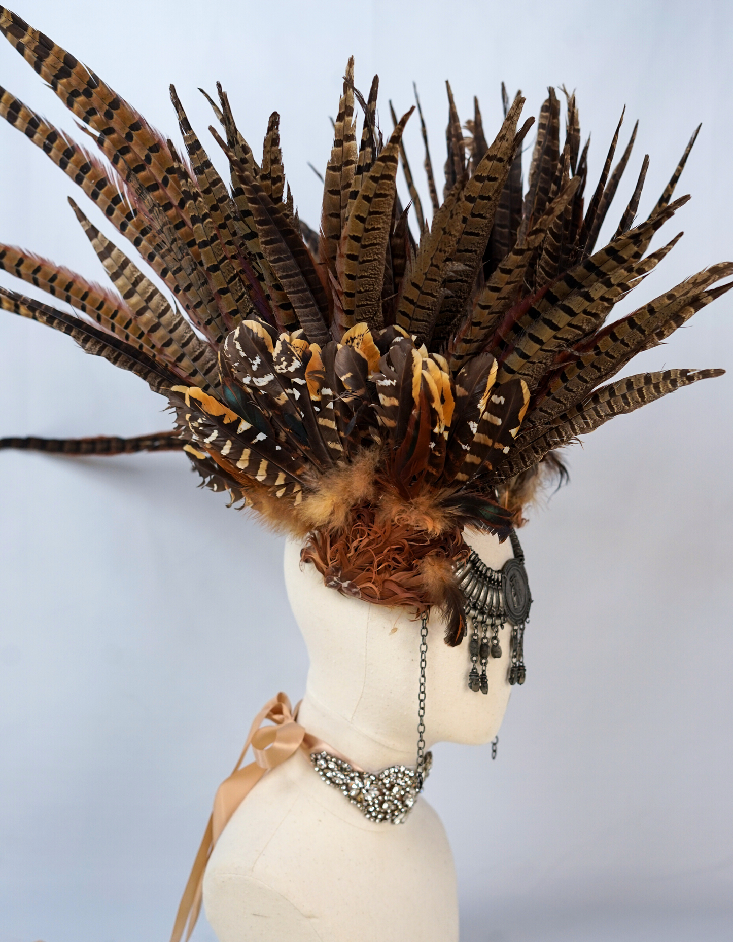 Burning Man Headpiece | Large Feathered Festival Costume Headpiece