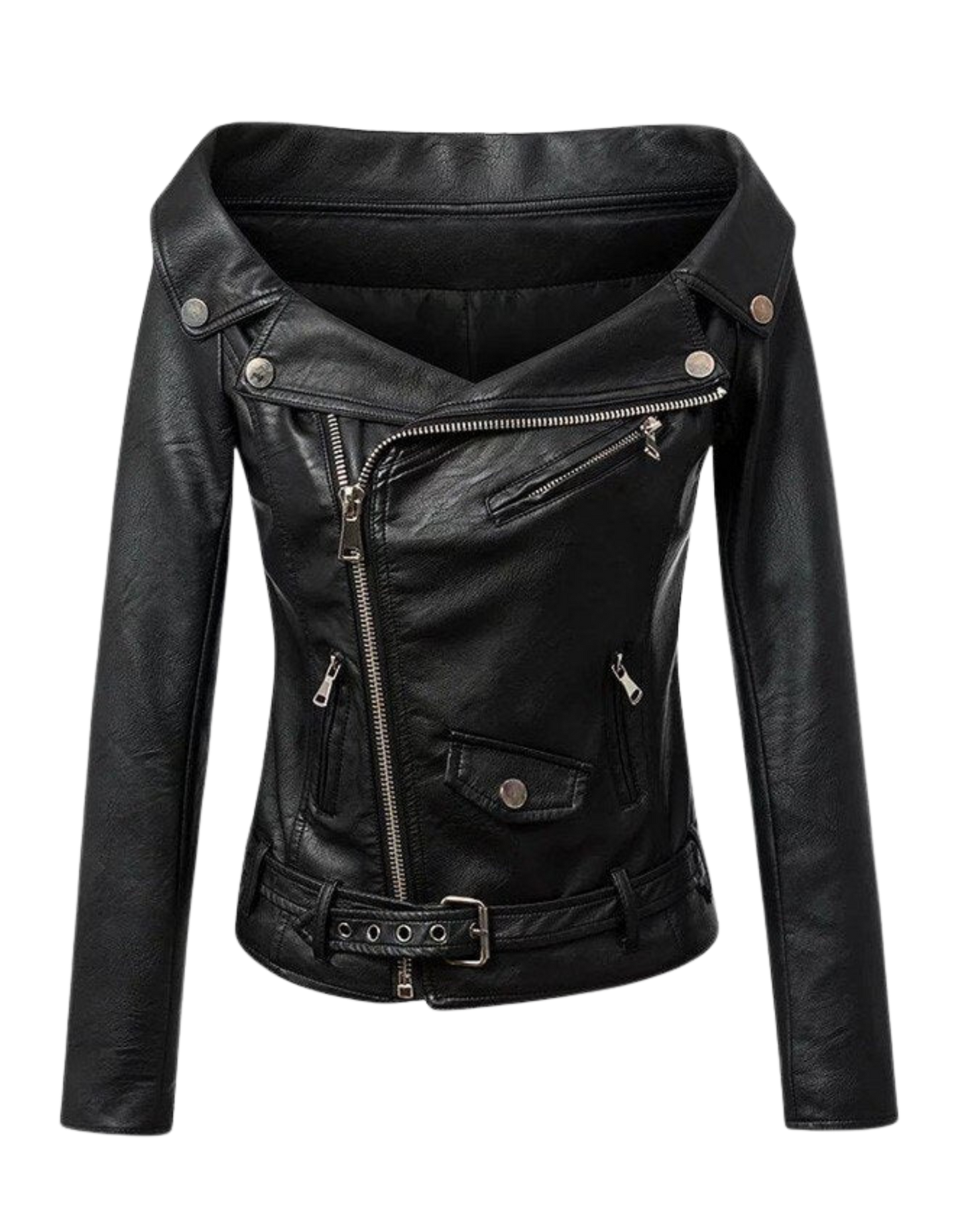 IAMC | Off Shoulder Leather Jacket