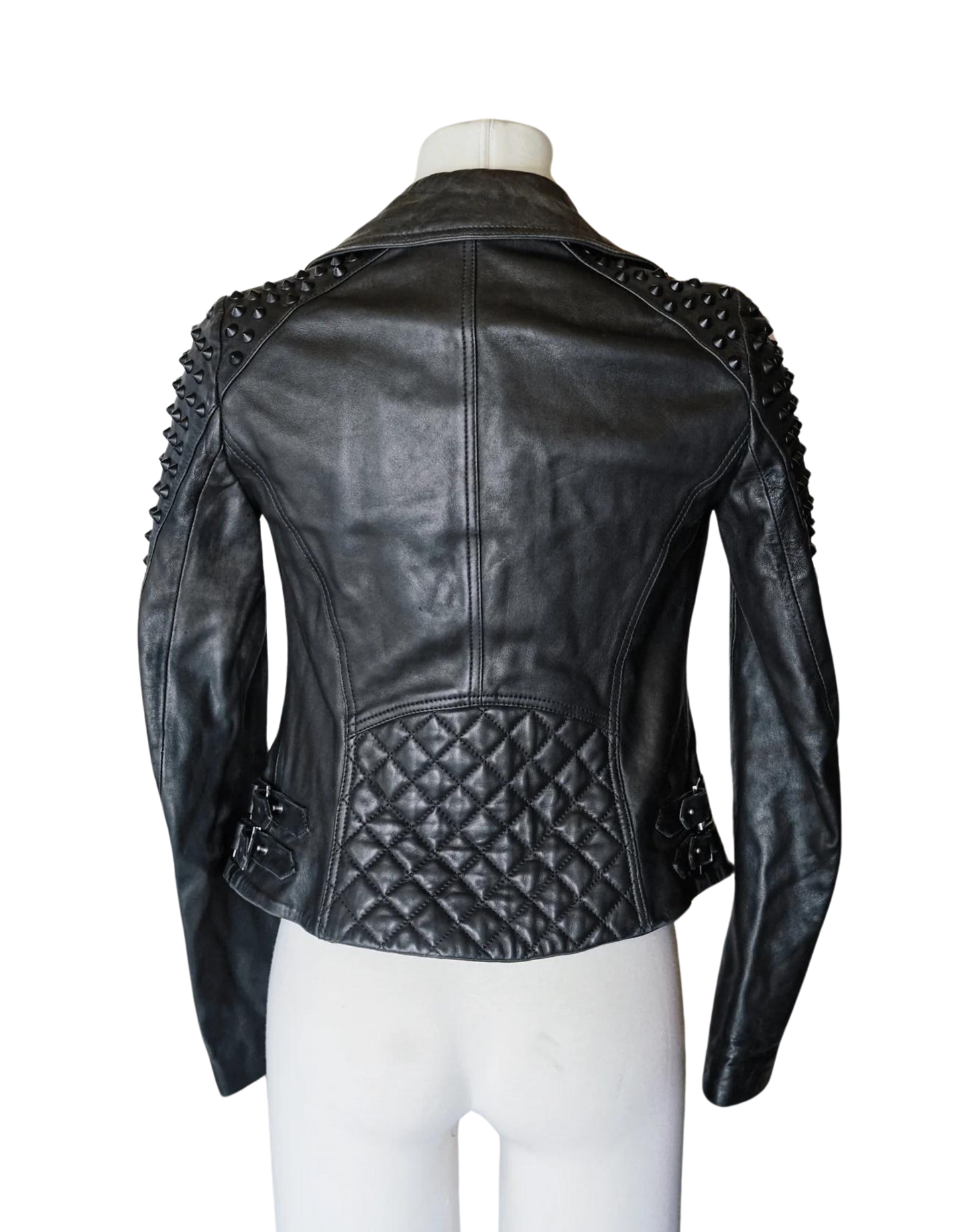 Karen Millen | LIMITED EDITION | Leather Shoulder Spike Jacket With Buckles