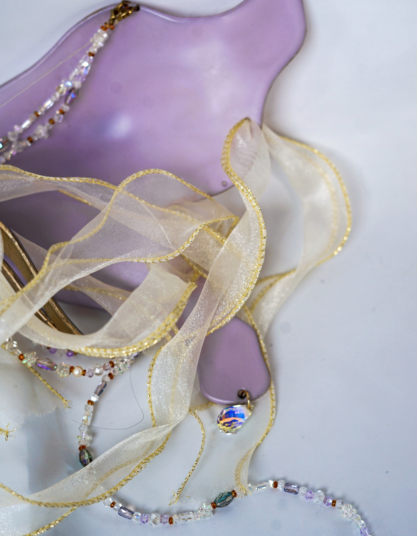 Iridescent Plastic Fairy Wing Bralette with Crystal Details