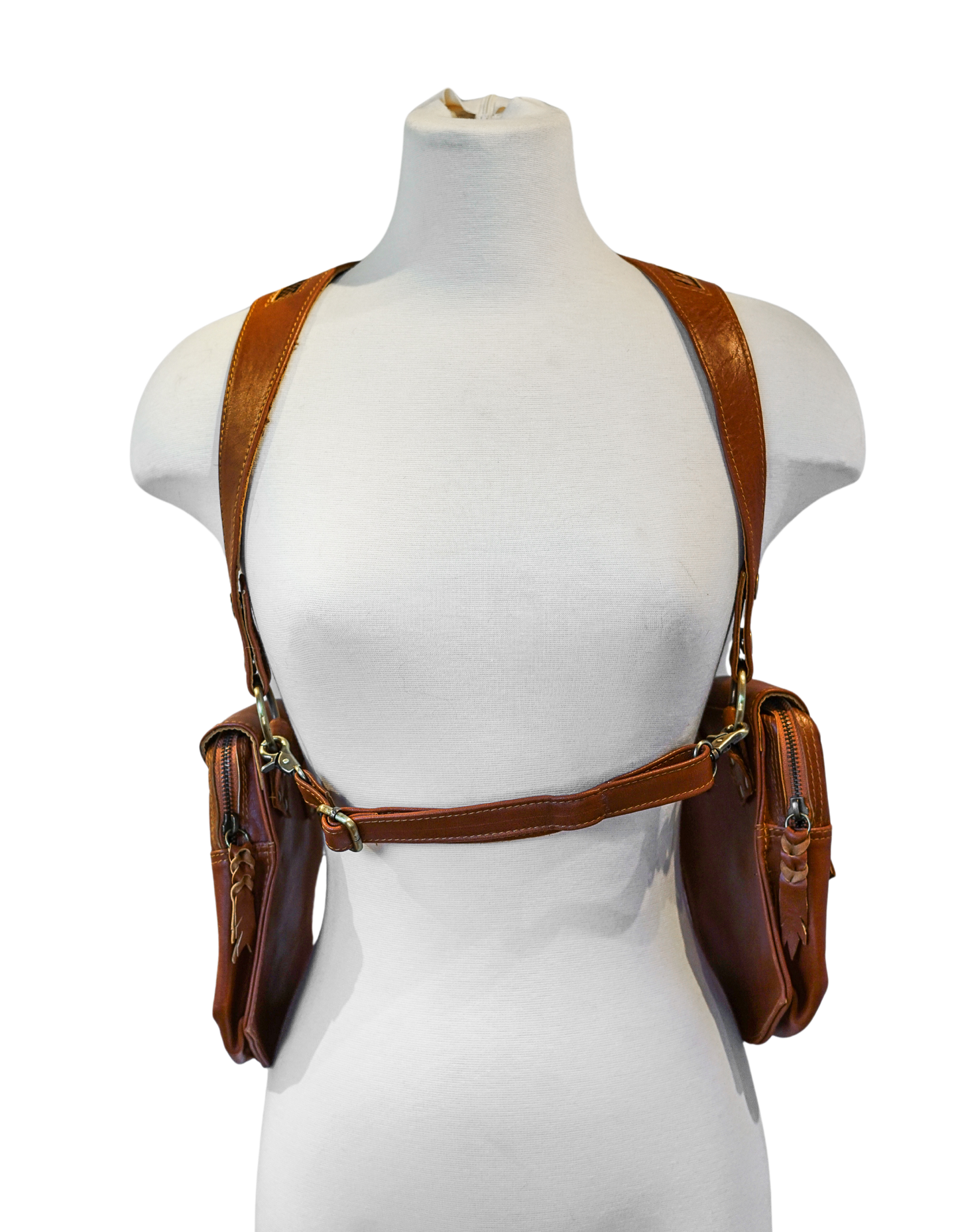 Authentic Leather Utility Harness with Snake Skin Inlays