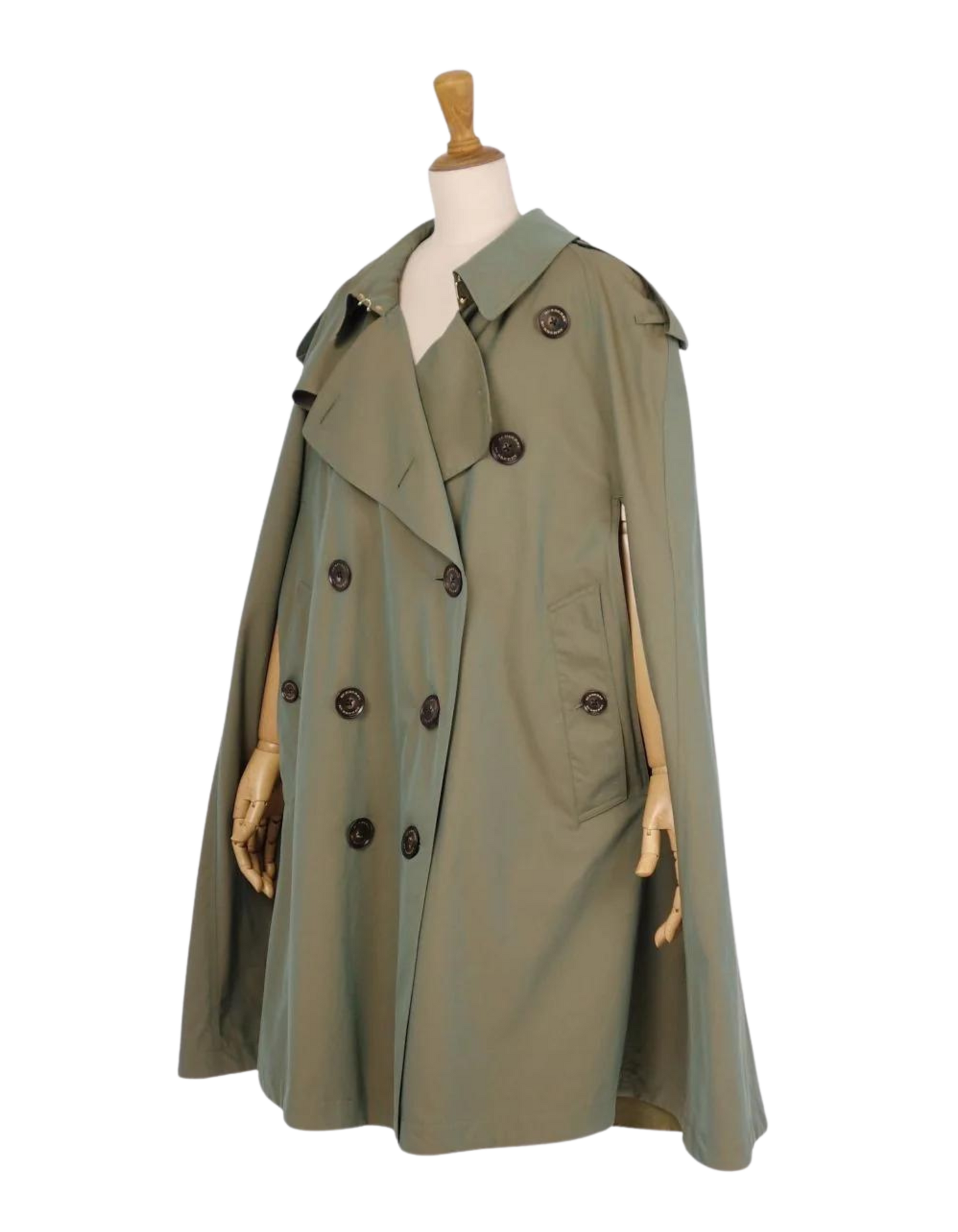 Burberry Olive Cotton Trench Coat Cape Poncho