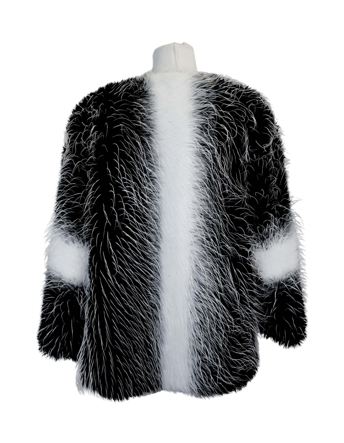 Striking Black and White Faux Fur Coat