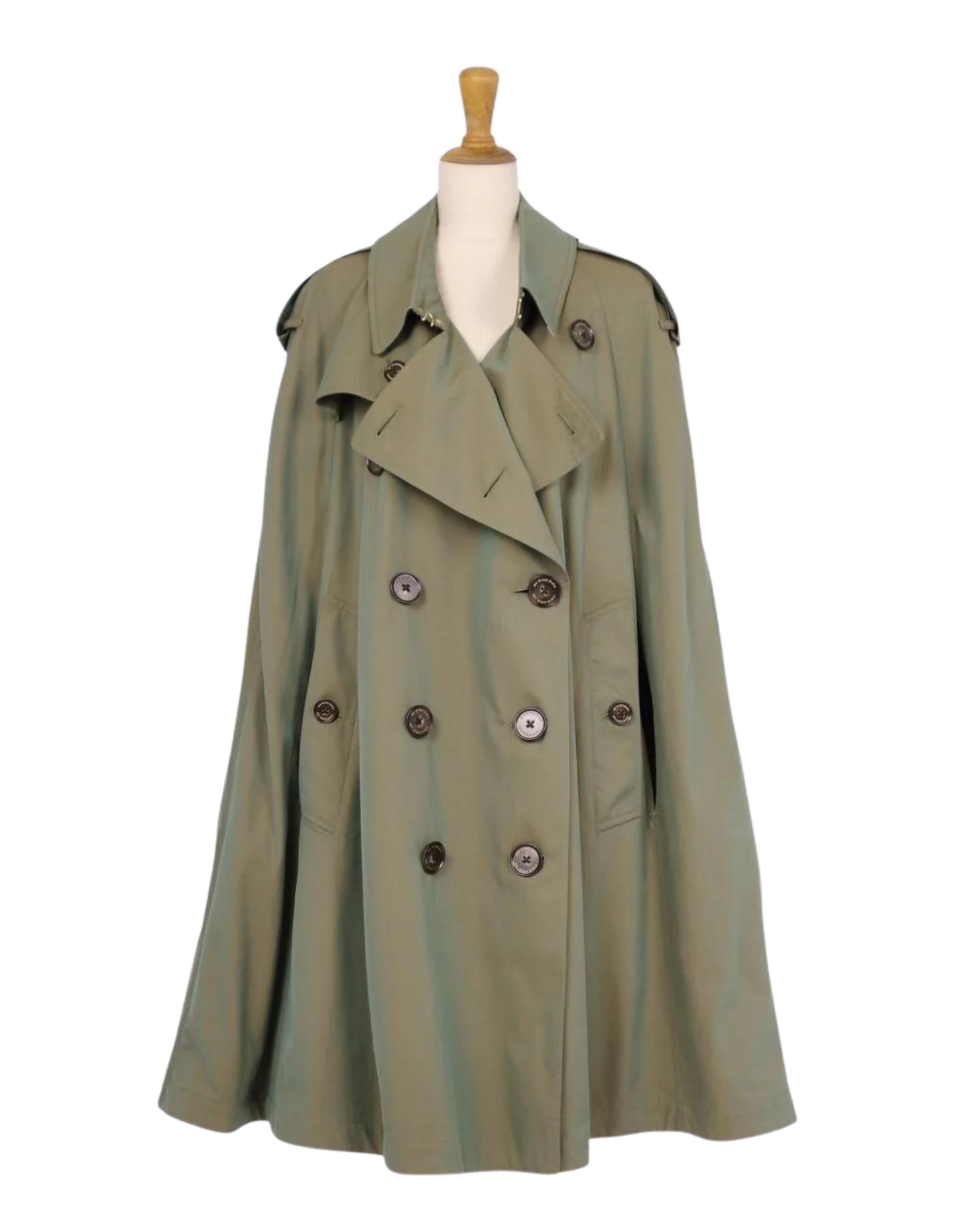 Burberry Olive Cotton Trench Coat Cape Poncho