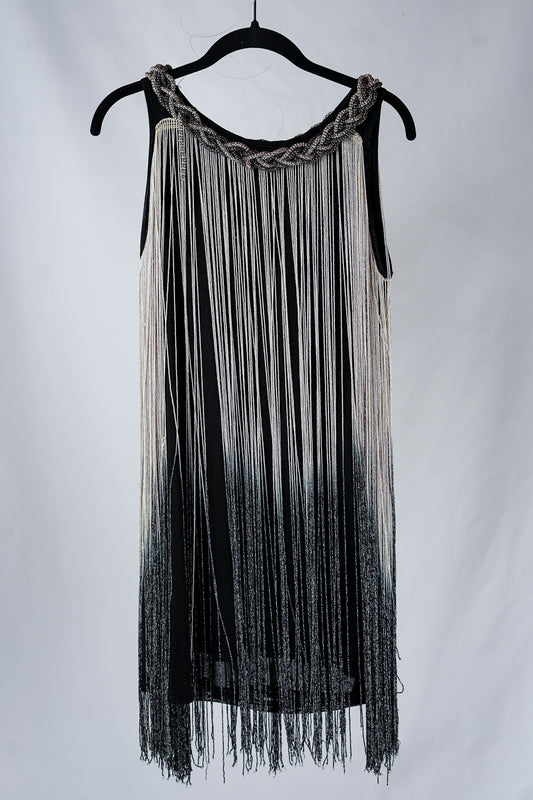 Fringe Flapper Minidress with Chain Neck Detail