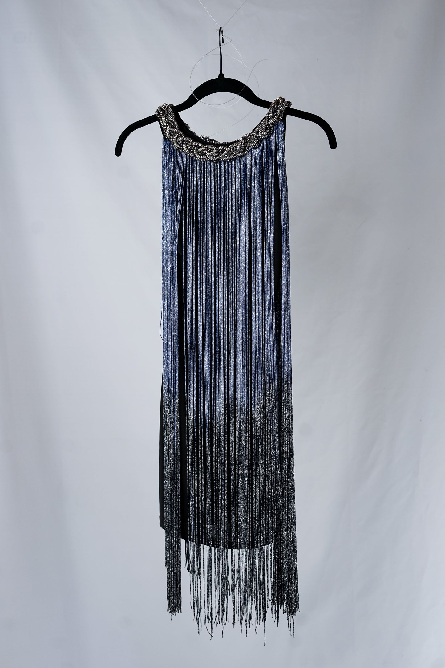 Fringe Flapper Minidress with Chain Neck Detail