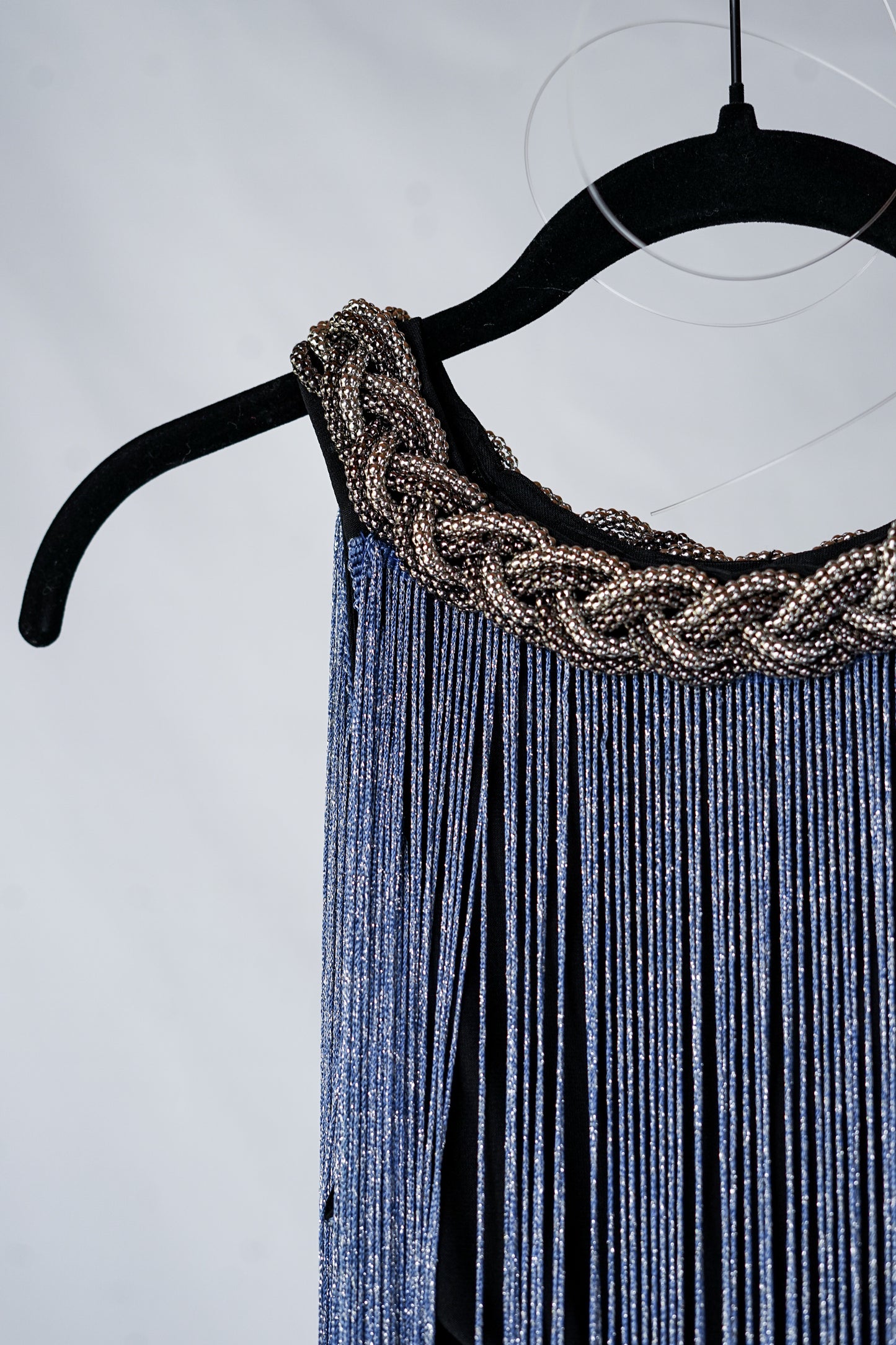 Fringe Flapper Minidress with Chain Neck Detail