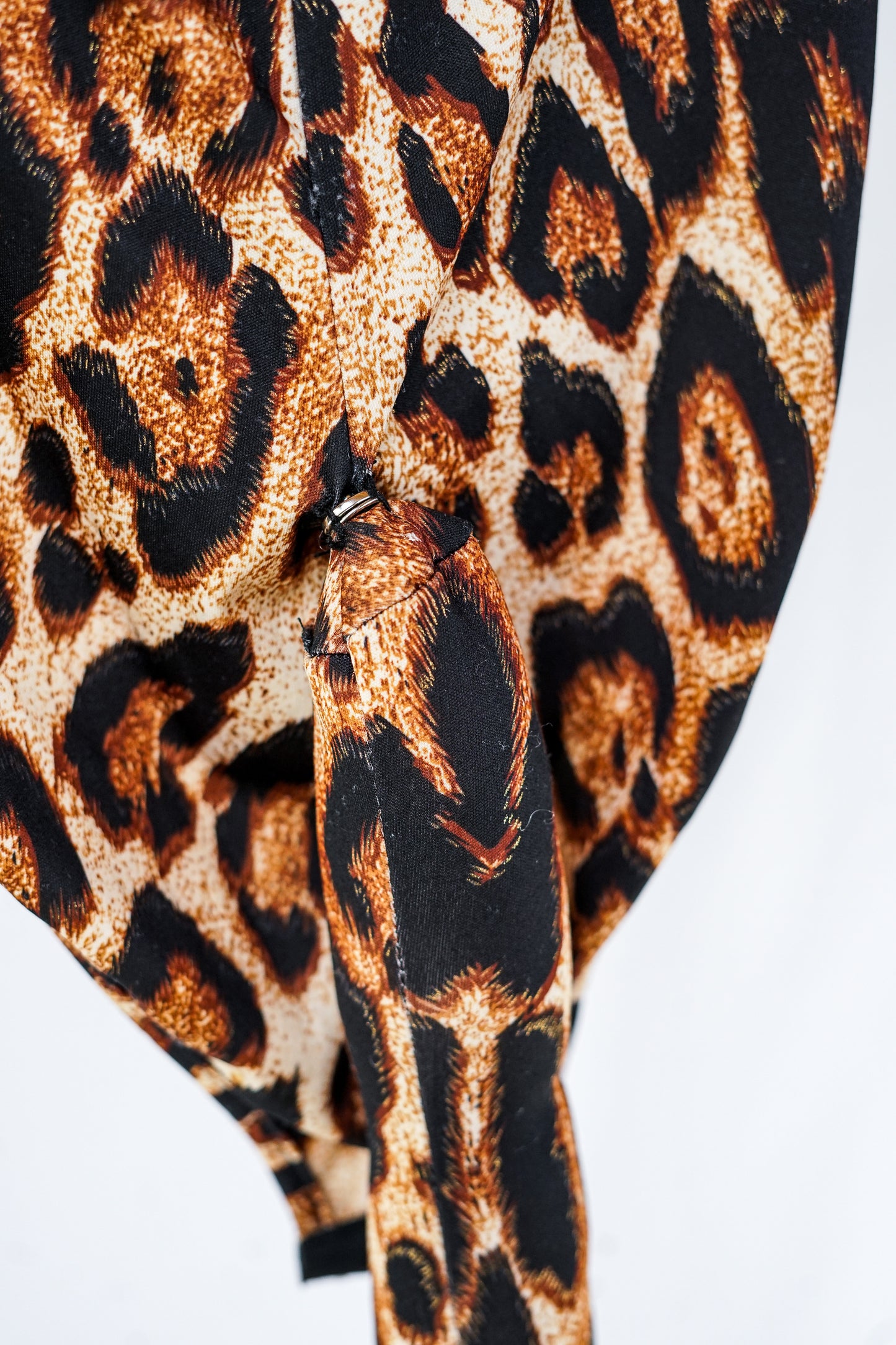 Leopard Bodysuit Costume with Detachable Tail, Mesh Chest, and Matching Ears